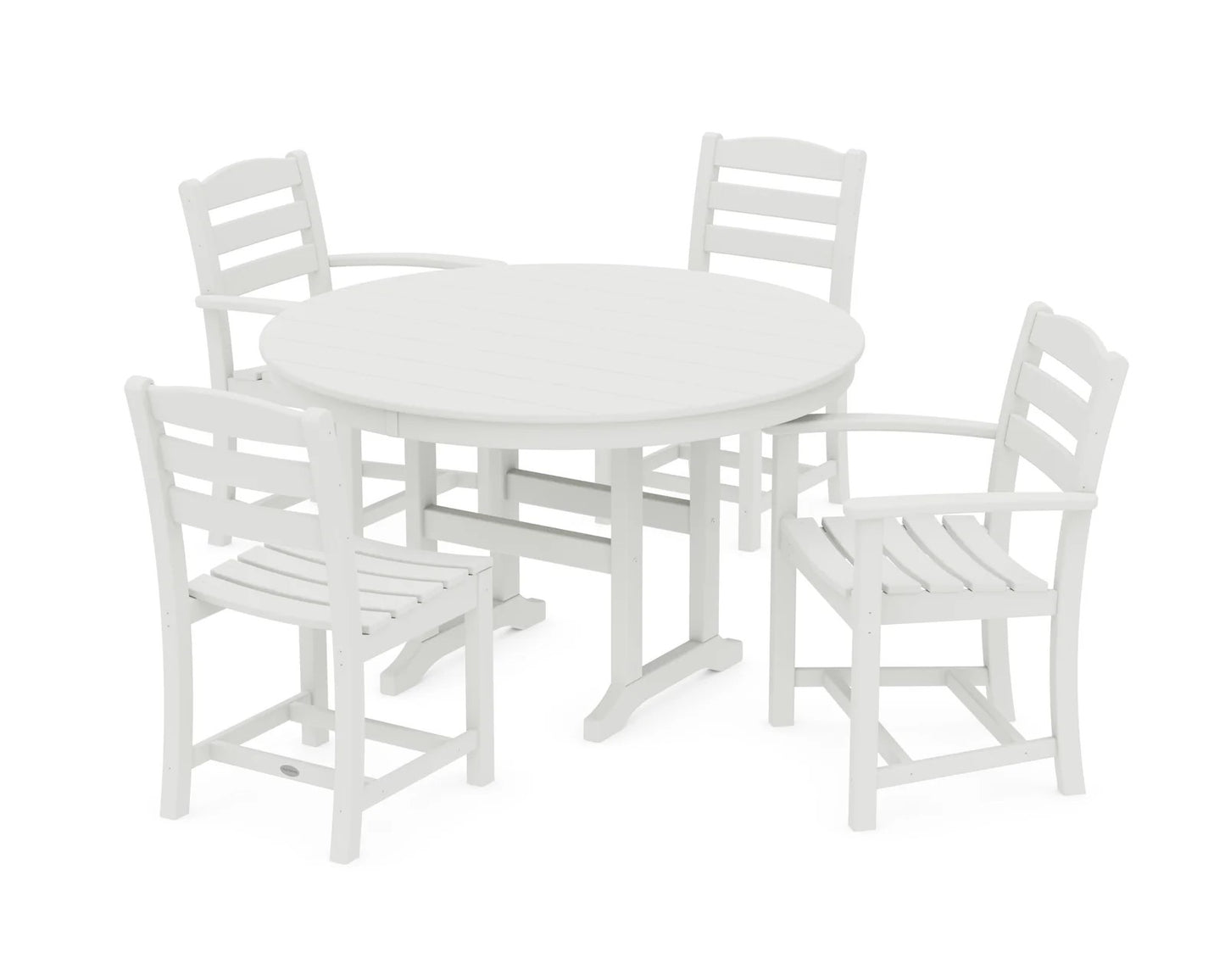 Polywood - La Casa Café 5-Piece Round Farmhouse Dining Set - FREE SHIPPING