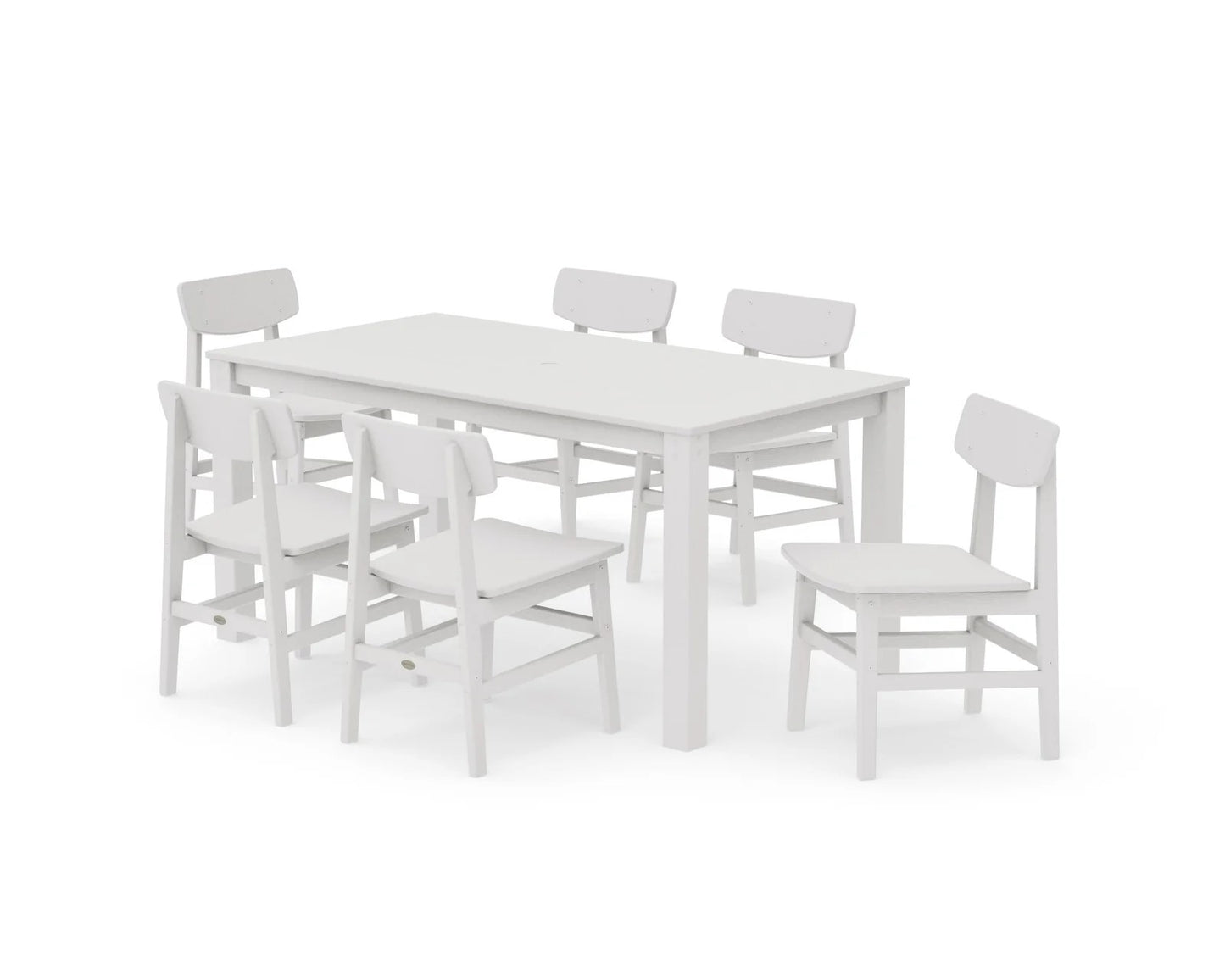 Polywood - Modern Studio Urban Chair 7-Piece Parsons Table Dining Set - FREE SHIPPING