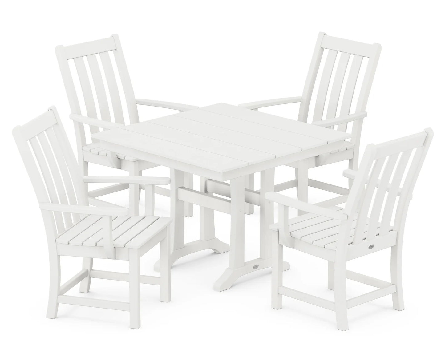 Polywood - Vineyard 5-Piece Farmhouse Trestle Arm Chair Dining Set - FREE SHIPPING