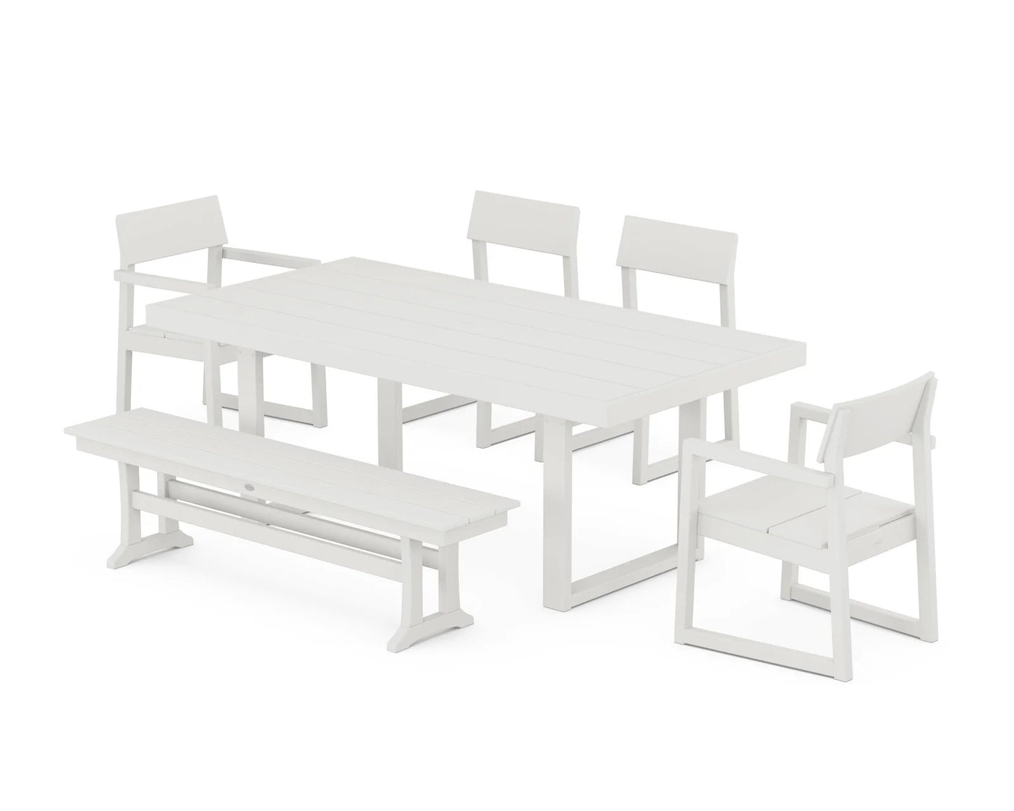 Polywood - EDGE 6-Piece Dining Set with Bench - FREE SHIPPING