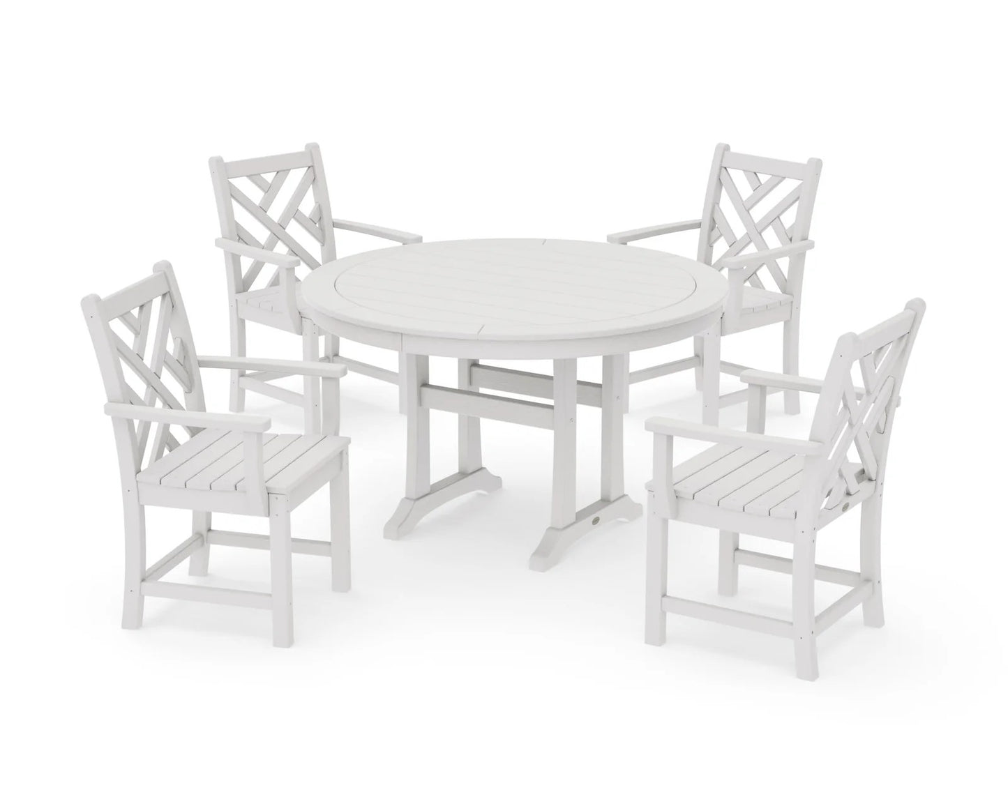 Polywood - Chippendale 5-Piece Nautical Trestle Dining Arm Chair Set - FREE SHIPPING