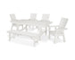 Polywood - Modern Curveback Adirondack 6-Piece Rustic Farmhouse Dining Set with Bench - FREE SHIPPING
