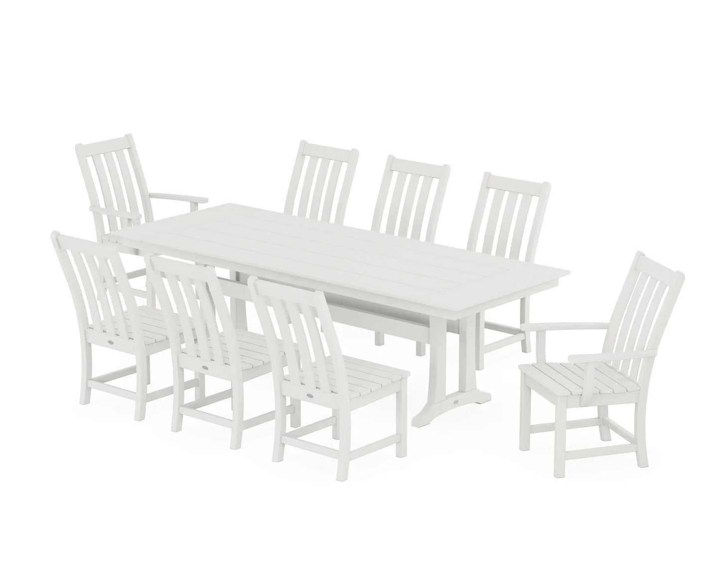 Polywood - Vineyard 9-Piece Farmhouse Dining Set with Trestle Legs - FREE SHIPPING