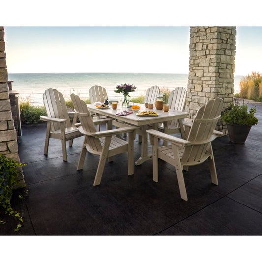 POLYWOOD Vineyard Curveback Adirondack 7-Piece Dining Set with Trestle Legs FREE SHIPPING