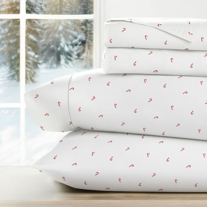Candy Cane 4-Piece Patterned Sheet Set