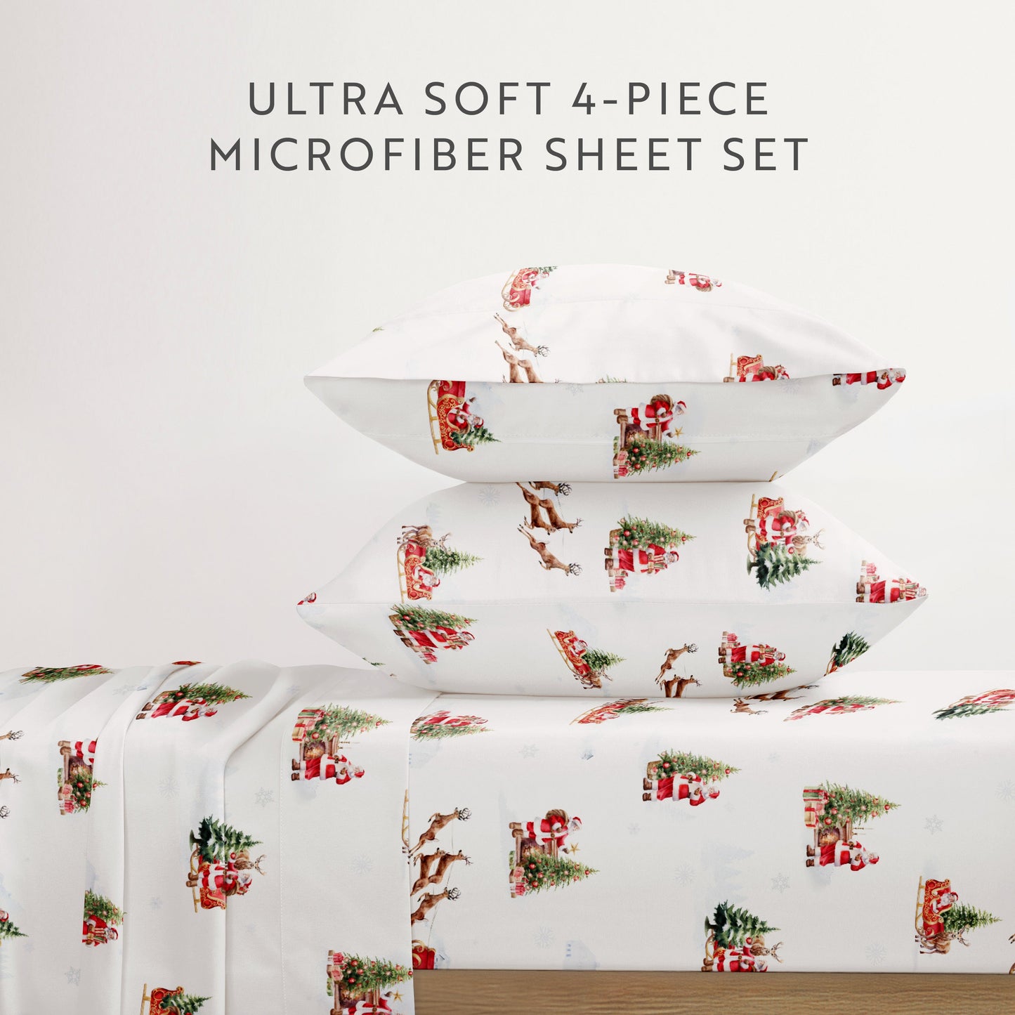 Nostalgic Santa 4-Piece Patterned Sheet Set
