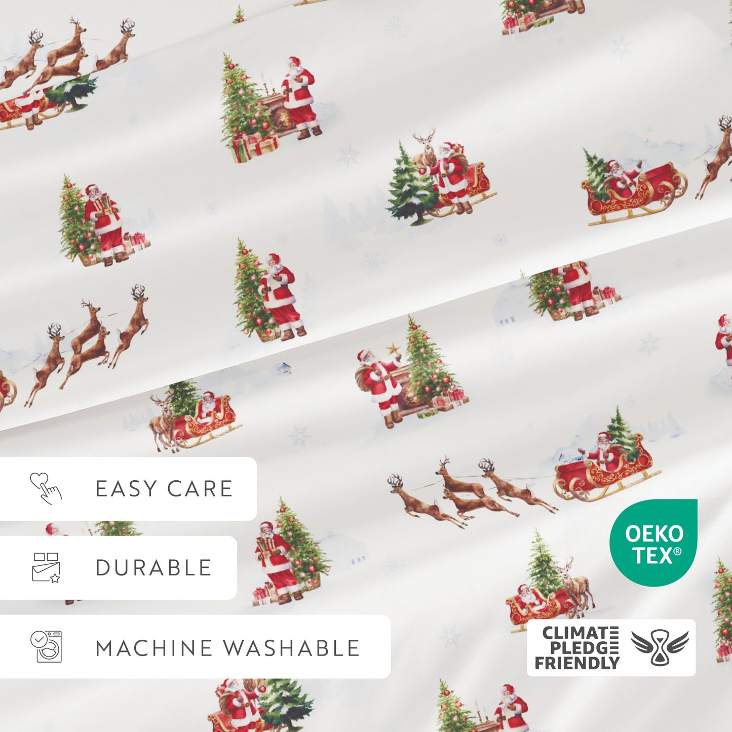 Nostalgic Santa 4-Piece Patterned Sheet Set