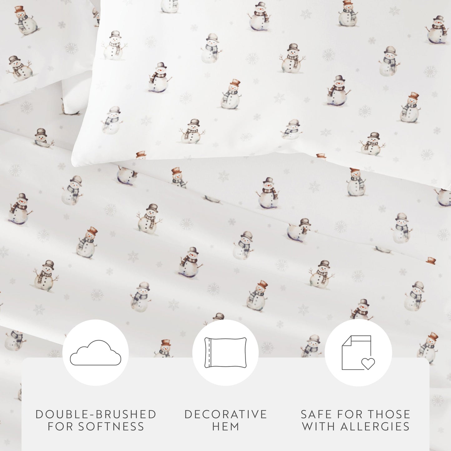 Vintage Snowman 4-Piece Patterned Sheet Set