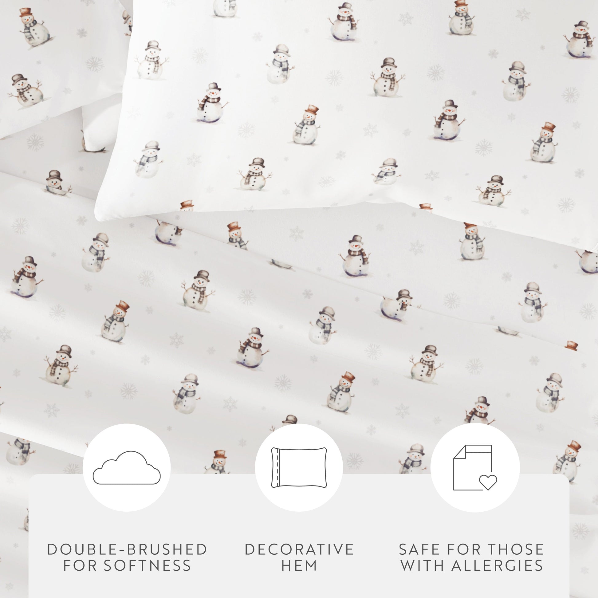 Vintage Snowman 4-Piece Patterned Sheet Set