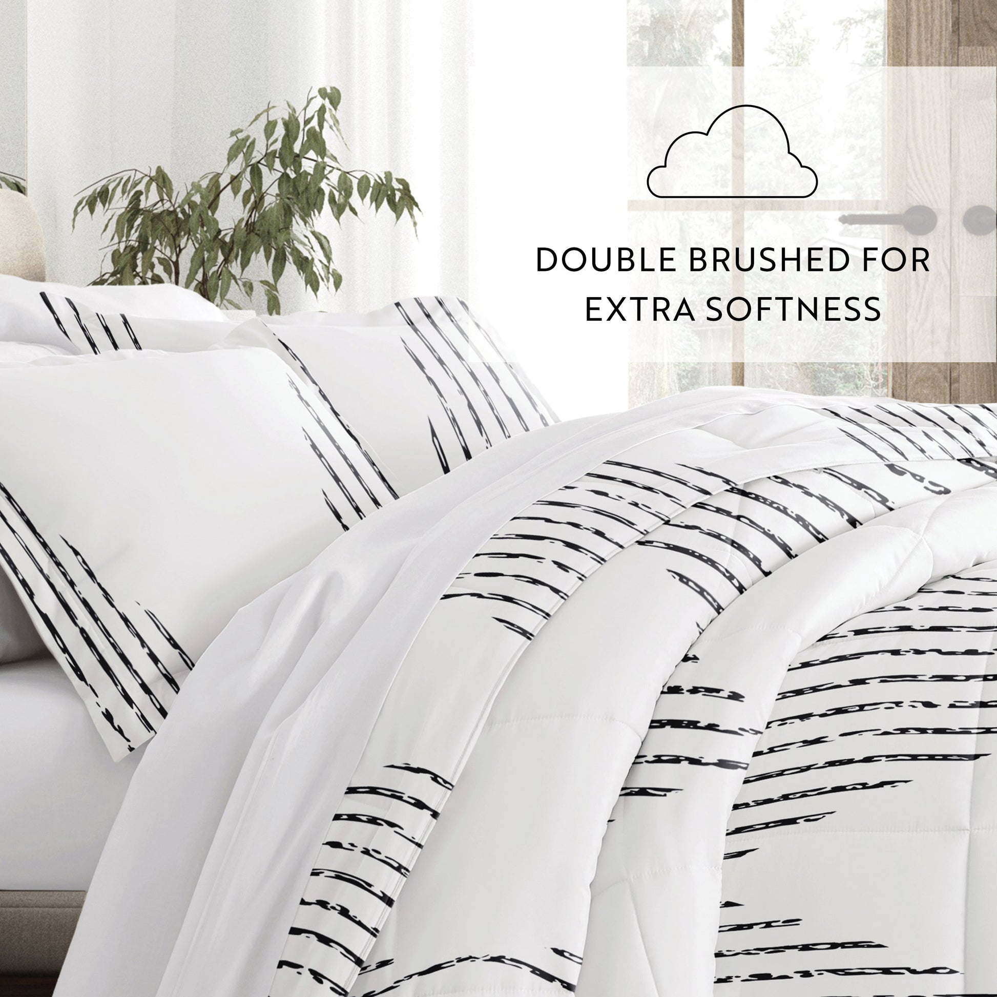Diamond Stripe Patterned Down-Alternative Comforter Set