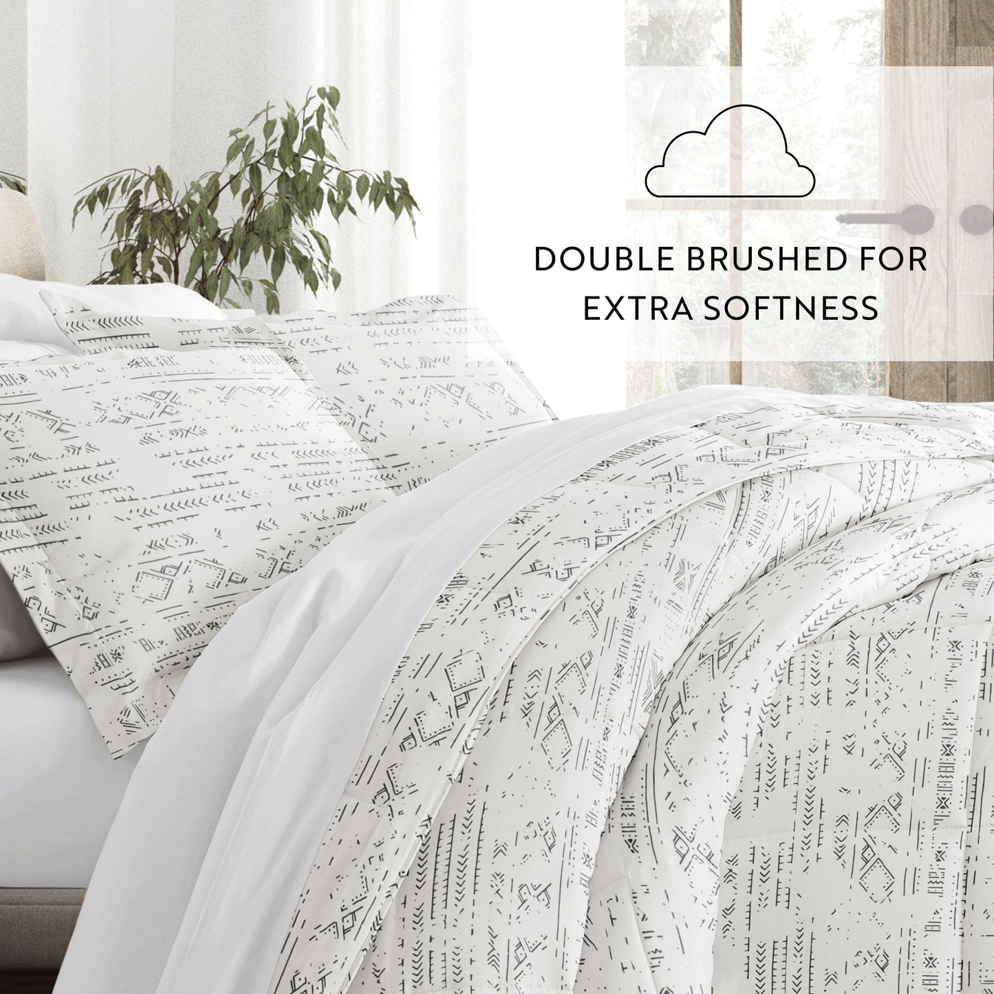 Distressed Field Patterned Down-Alternative Comforter Set