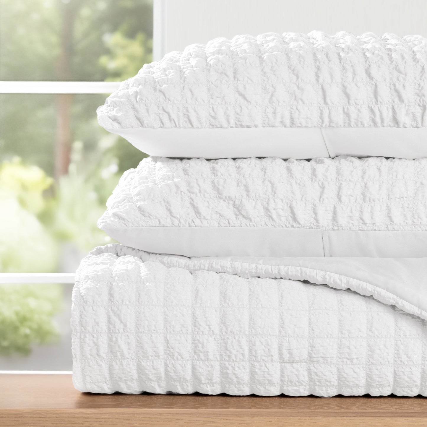 Seersucker Box Textured Down-Alternative Comforter Set