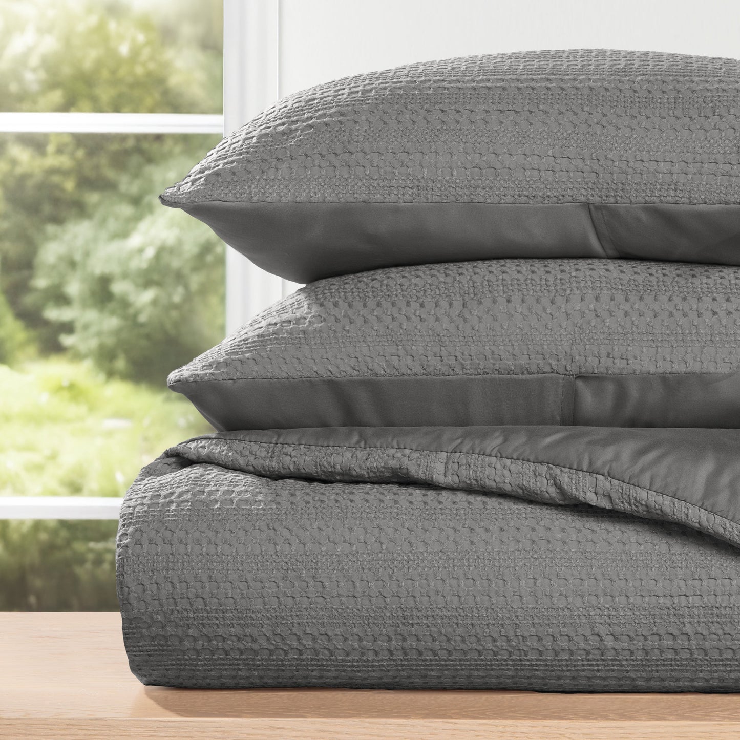 Waffle Textured Down-Alternative Comforter Set