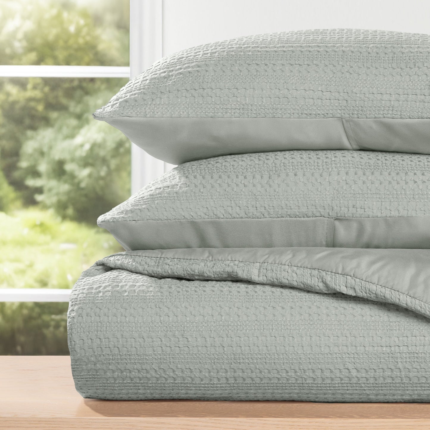Waffle Textured Down-Alternative Comforter Set