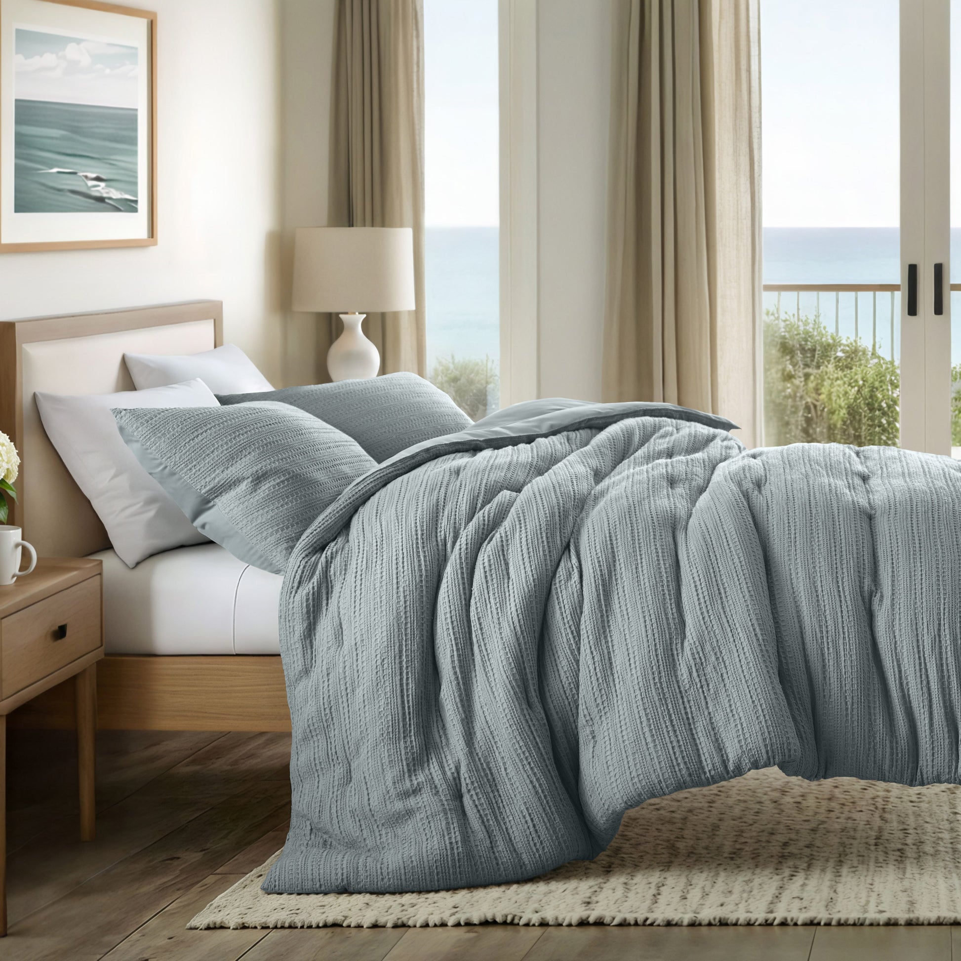 Waffle Textured Down-Alternative Comforter Set