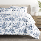 Cabbage Rose Stripe Reversible Patterned Down-Alternative Comforter Set