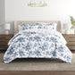 Cabbage Rose Stripe Reversible Patterned Down-Alternative Comforter Set