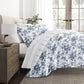 Cabbage Rose Stripe Reversible Patterned Down-Alternative Comforter Set