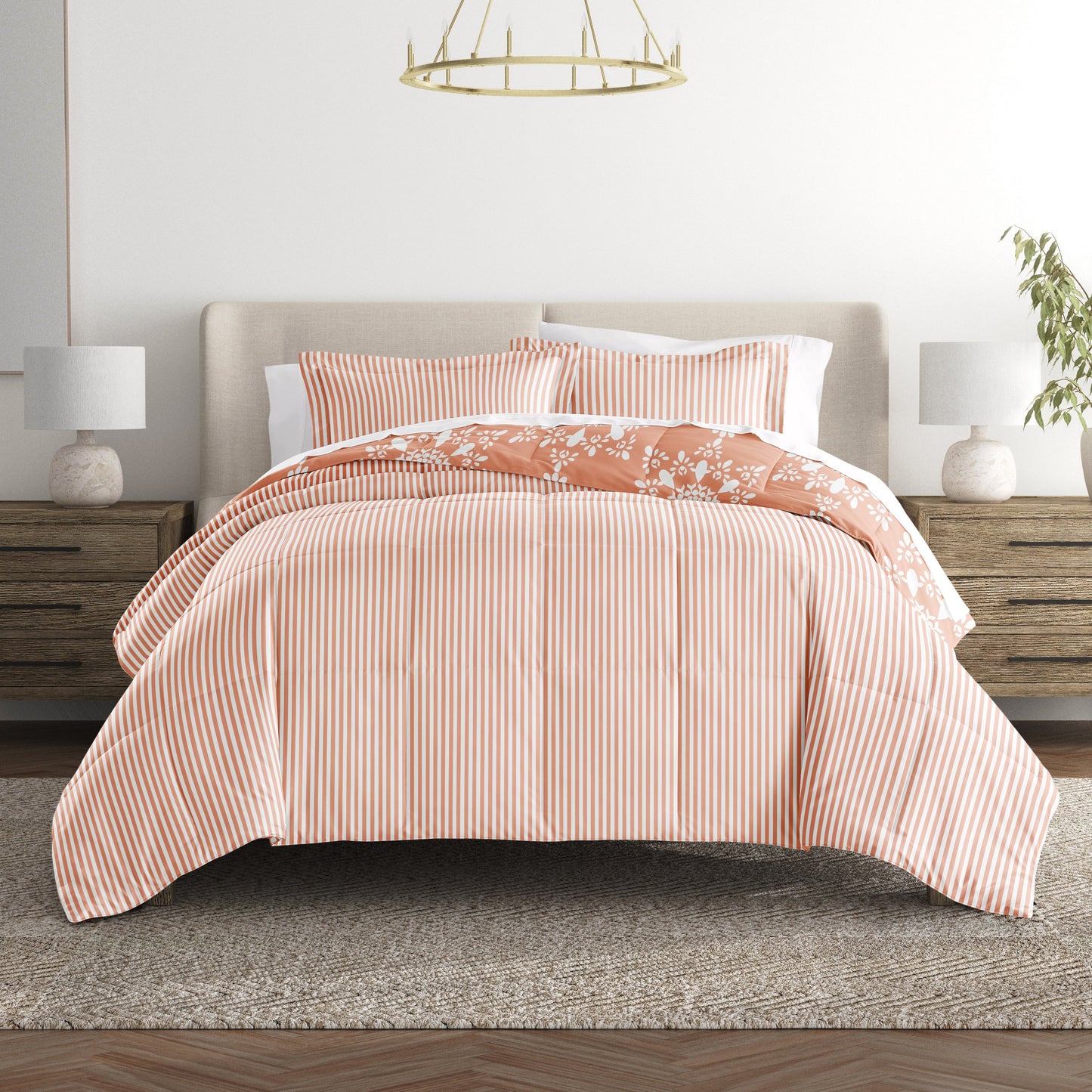 Daisy Medallion Reversible Patterned Down-Alternative Comforter Set