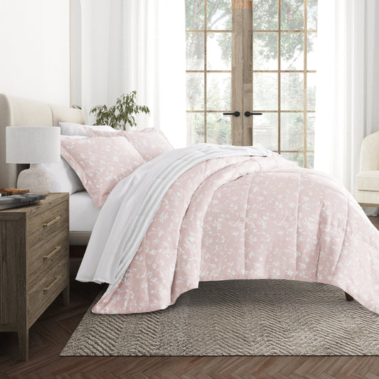Pressed Flowers Reversible Patterned Down-Alternative Comforter Set