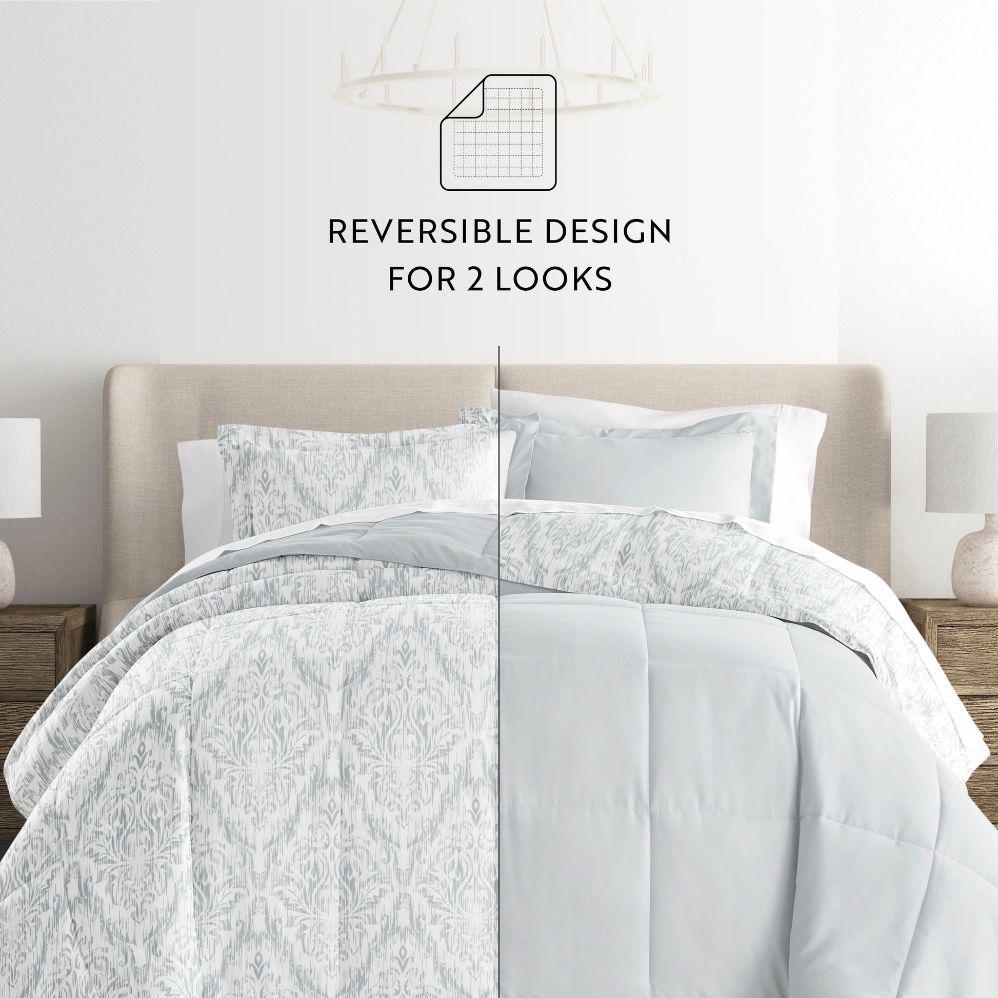 English Countryside Reversible Patterned Down-Alternative Comforter Set