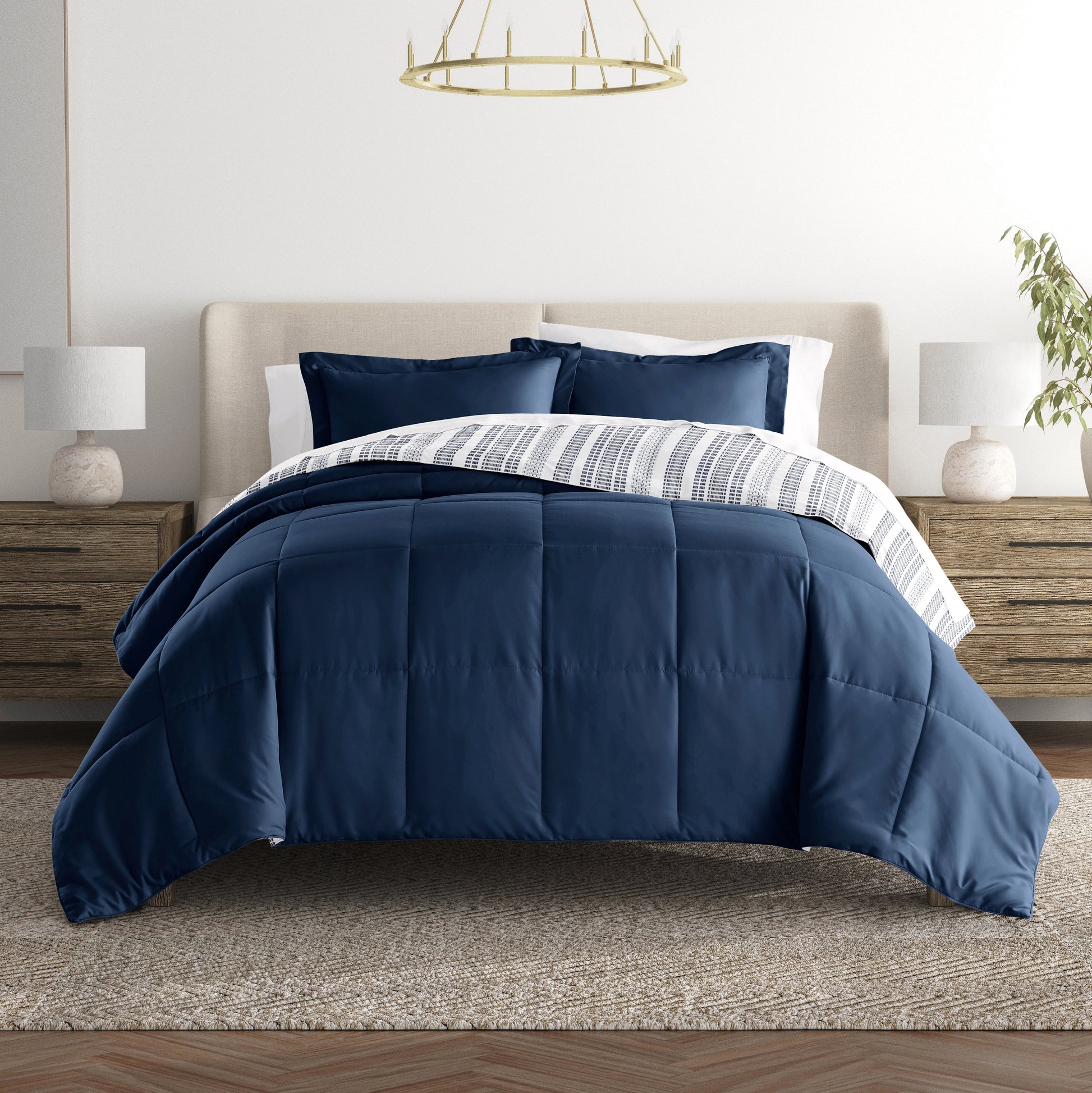 Farmhouse Dreams Reversible Patterned Down-Alternative Comforter Set