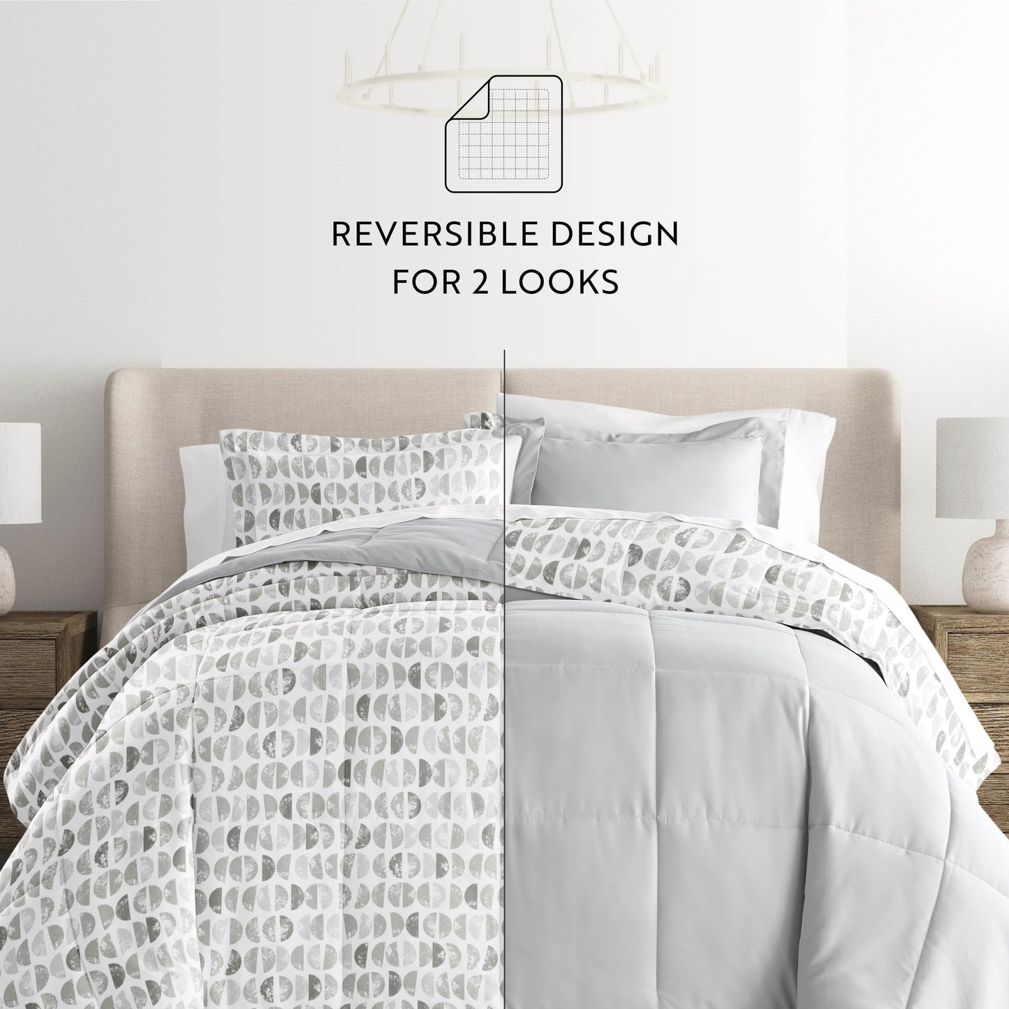 Moonlight Stars Reversible Patterned Down-Alternative Comforter Set