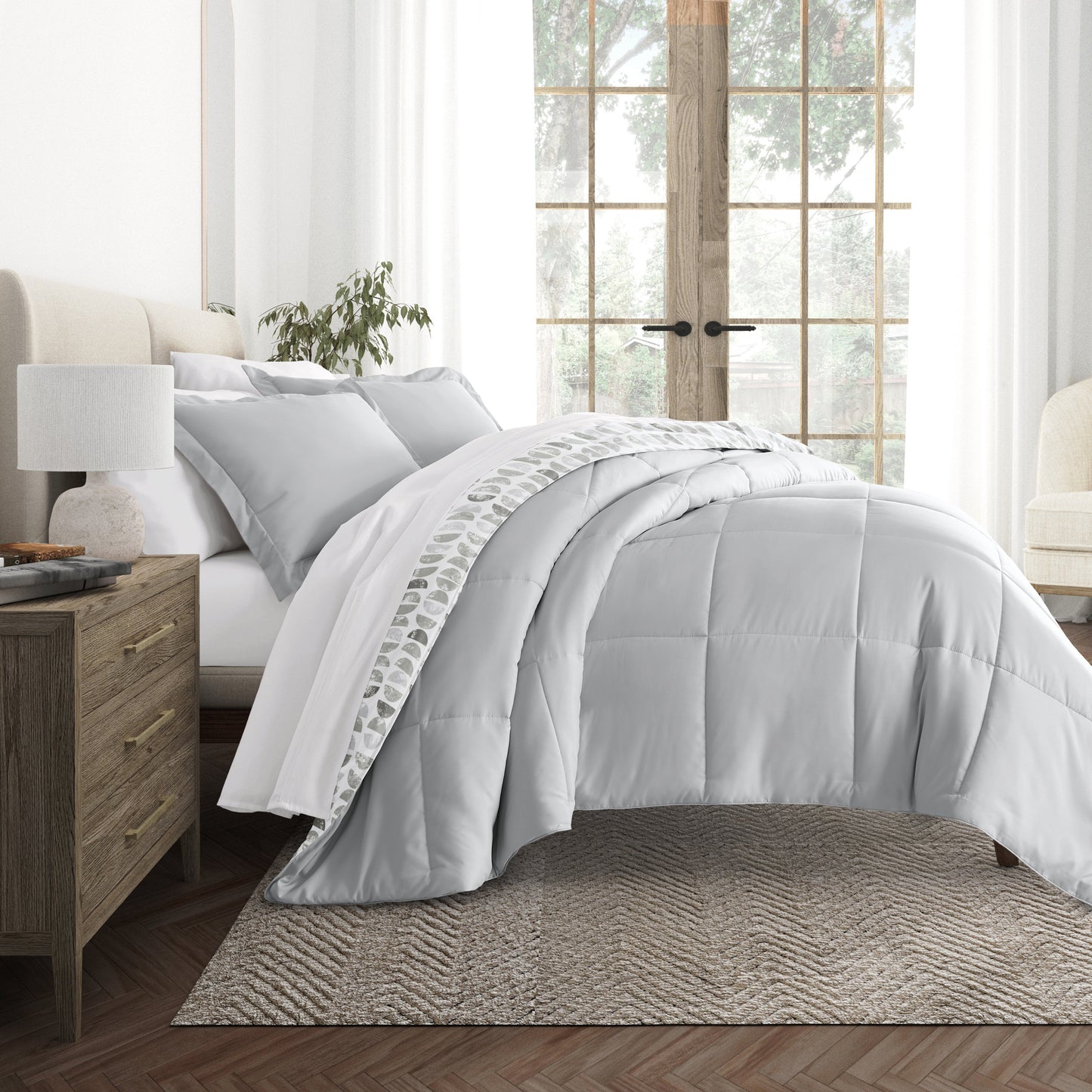 Moonlight Stars Reversible Patterned Down-Alternative Comforter Set