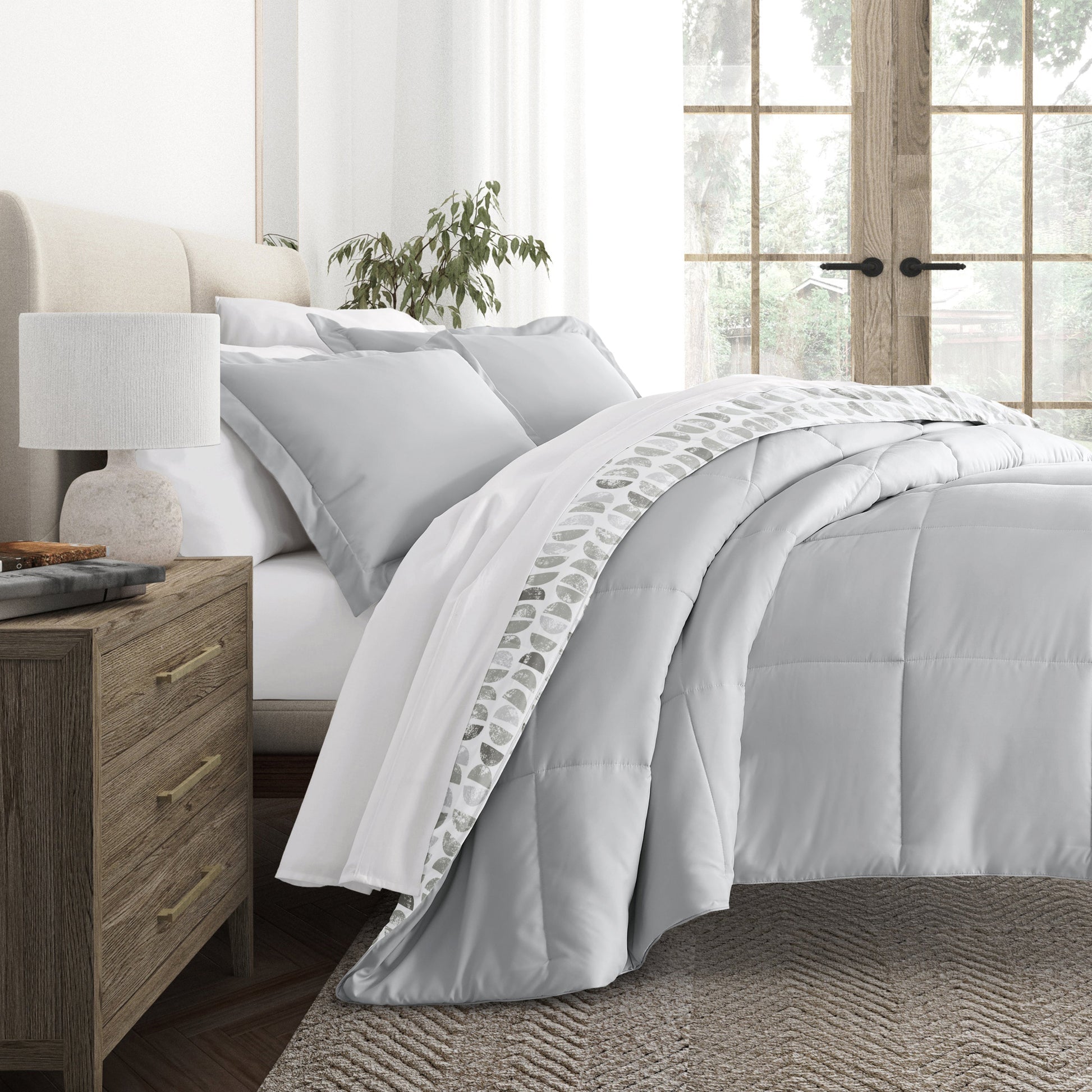 Moonlight Stars Reversible Patterned Down-Alternative Comforter Set