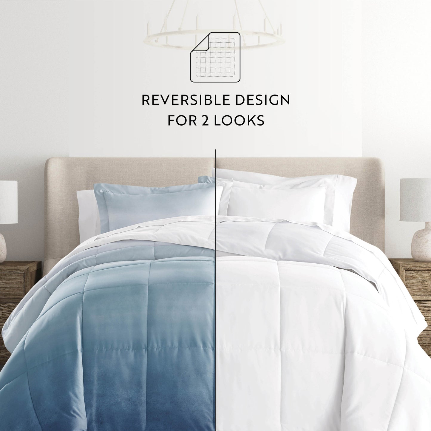 Ocean Waves Reversible Patterned Down-Alternative Comforter Set