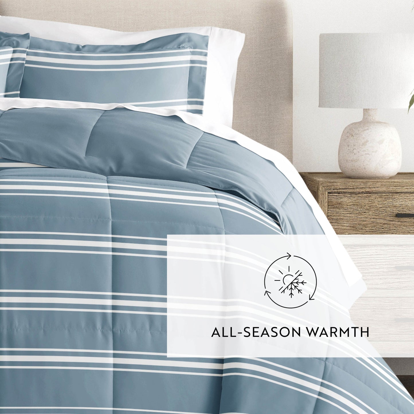 Soft Stripe Reversible Patterned Down-Alternative Comforter Set
