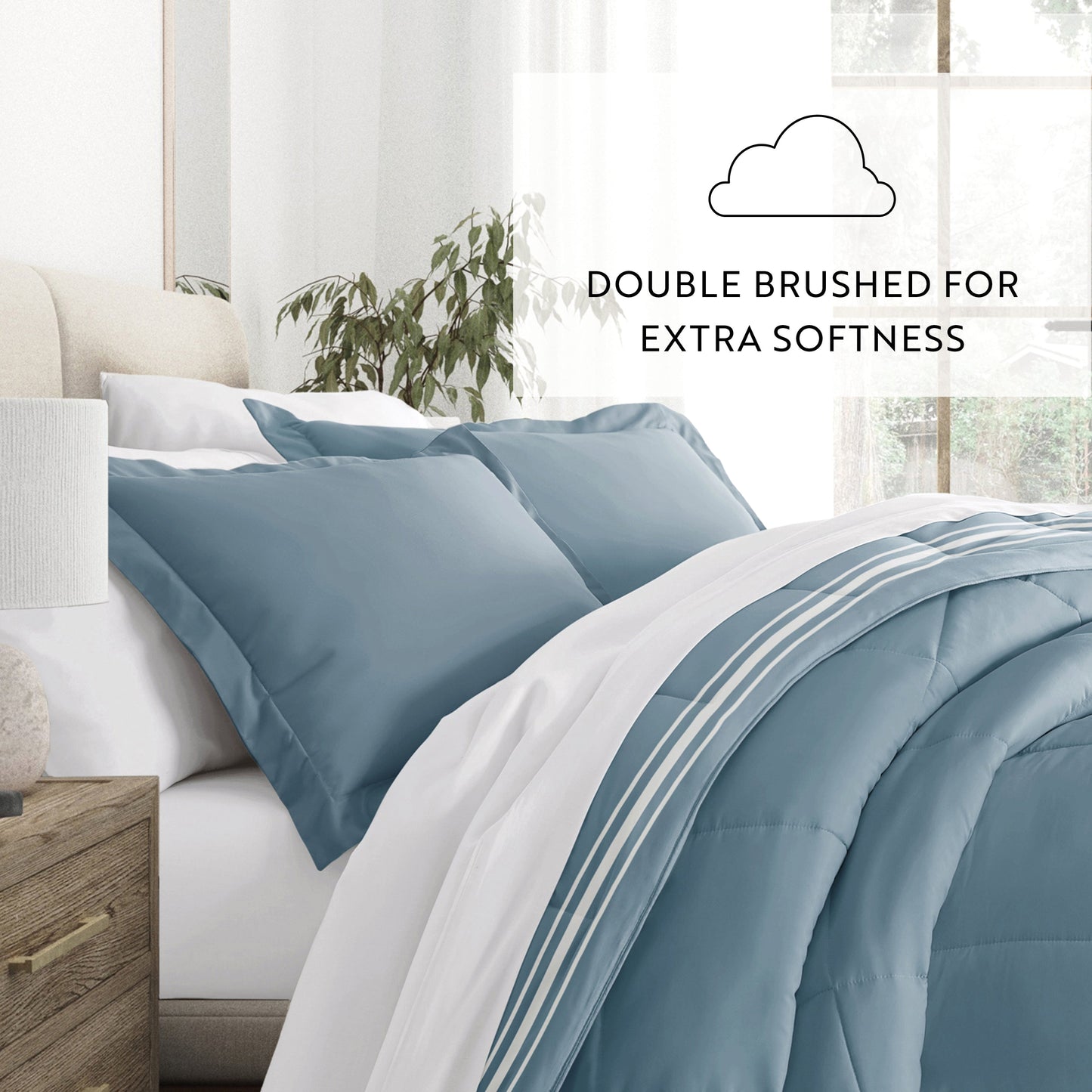Soft Stripe Reversible Patterned Down-Alternative Comforter Set