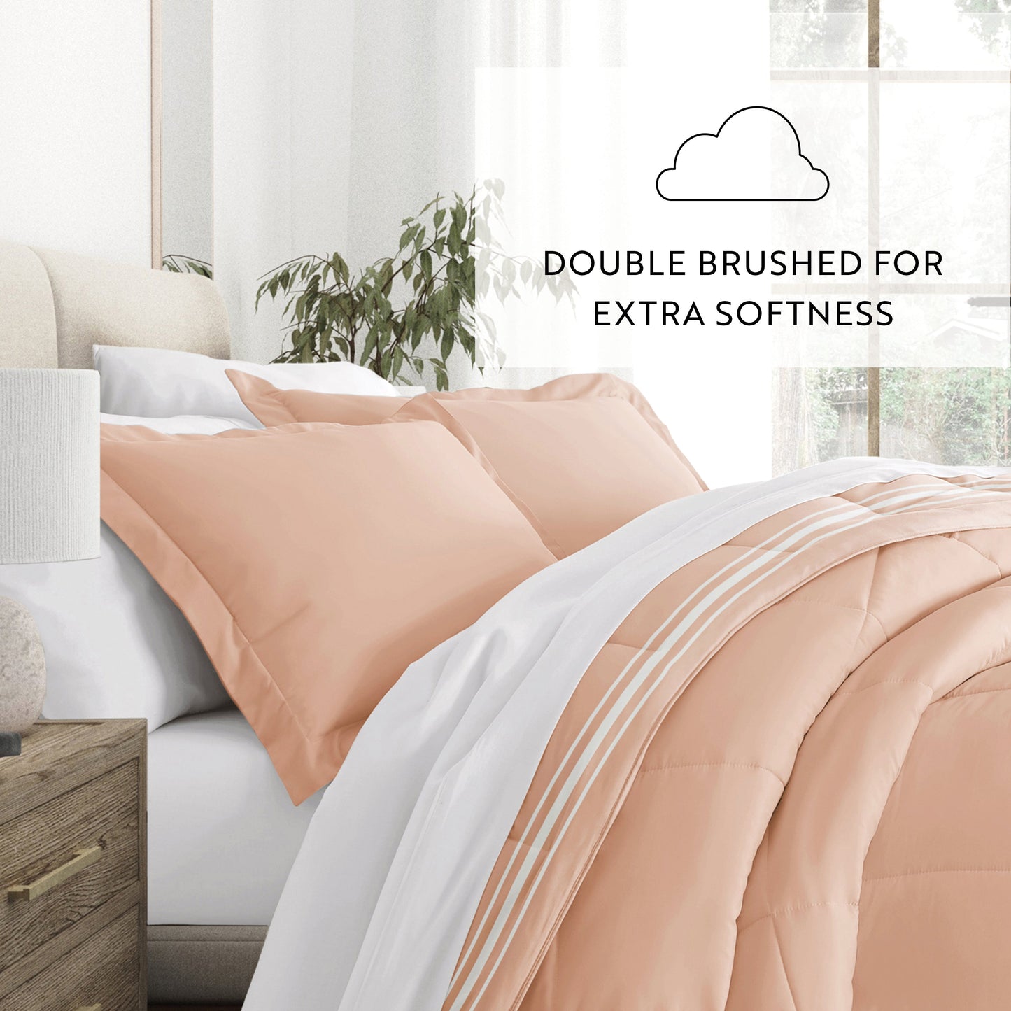 Soft Stripe Reversible Patterned Down-Alternative Comforter Set