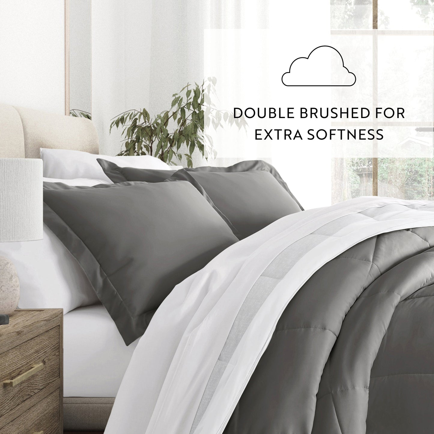 Stitched Stripe Reversible Patterned Down-Alternative Comforter Set