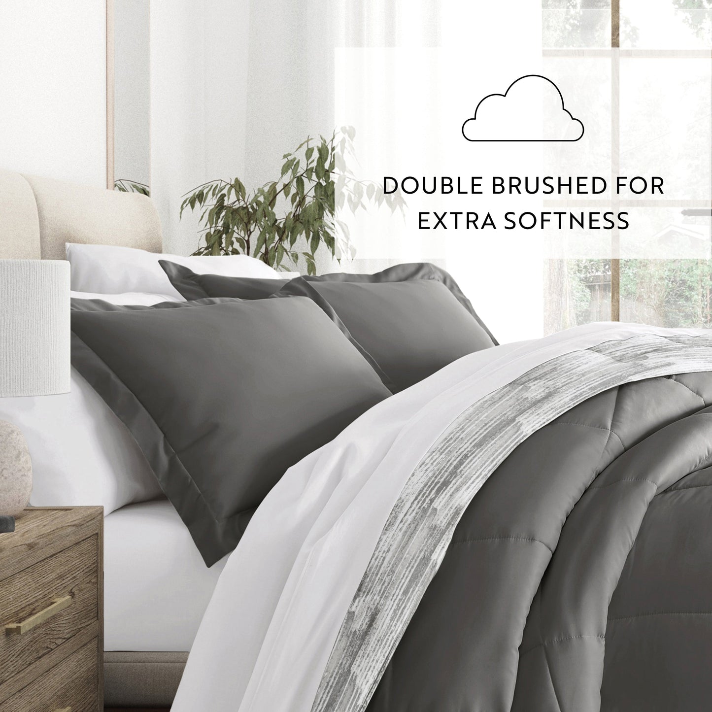 Textured Stripe Reversible Patterned Down-Alternative Comforter Set