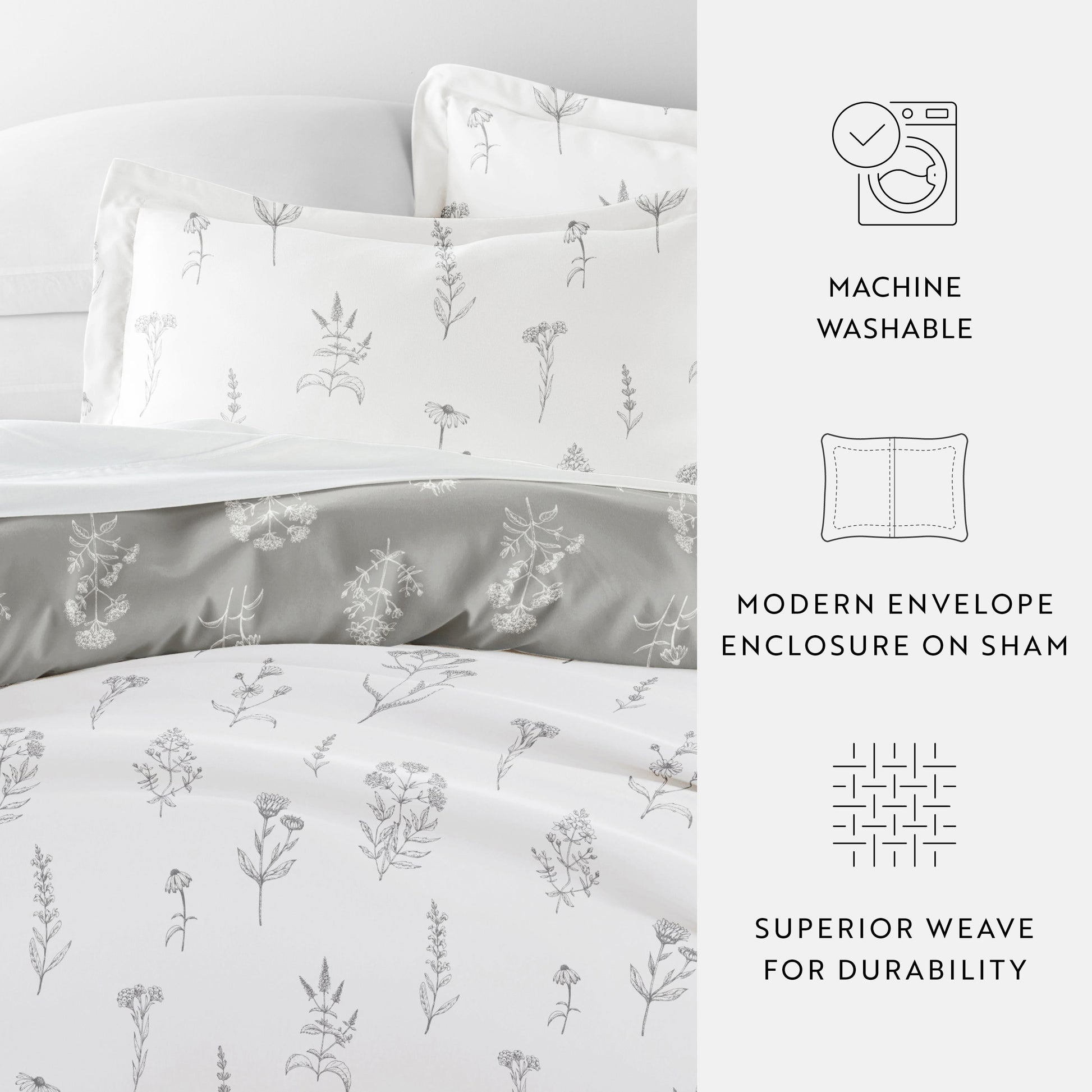 Botany Floral Patterned Reversible Duvet Cover Set