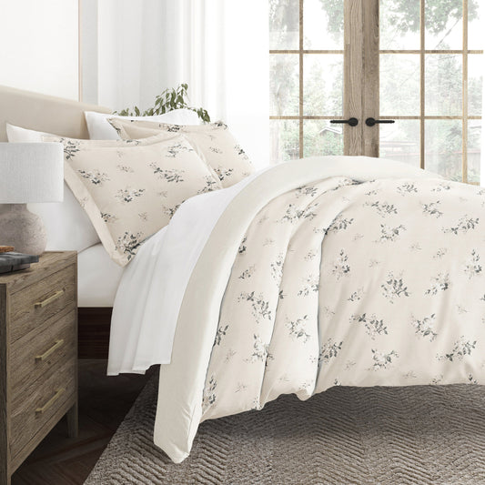 Delicate Floral Patterned Reversible Duvet Cover Set