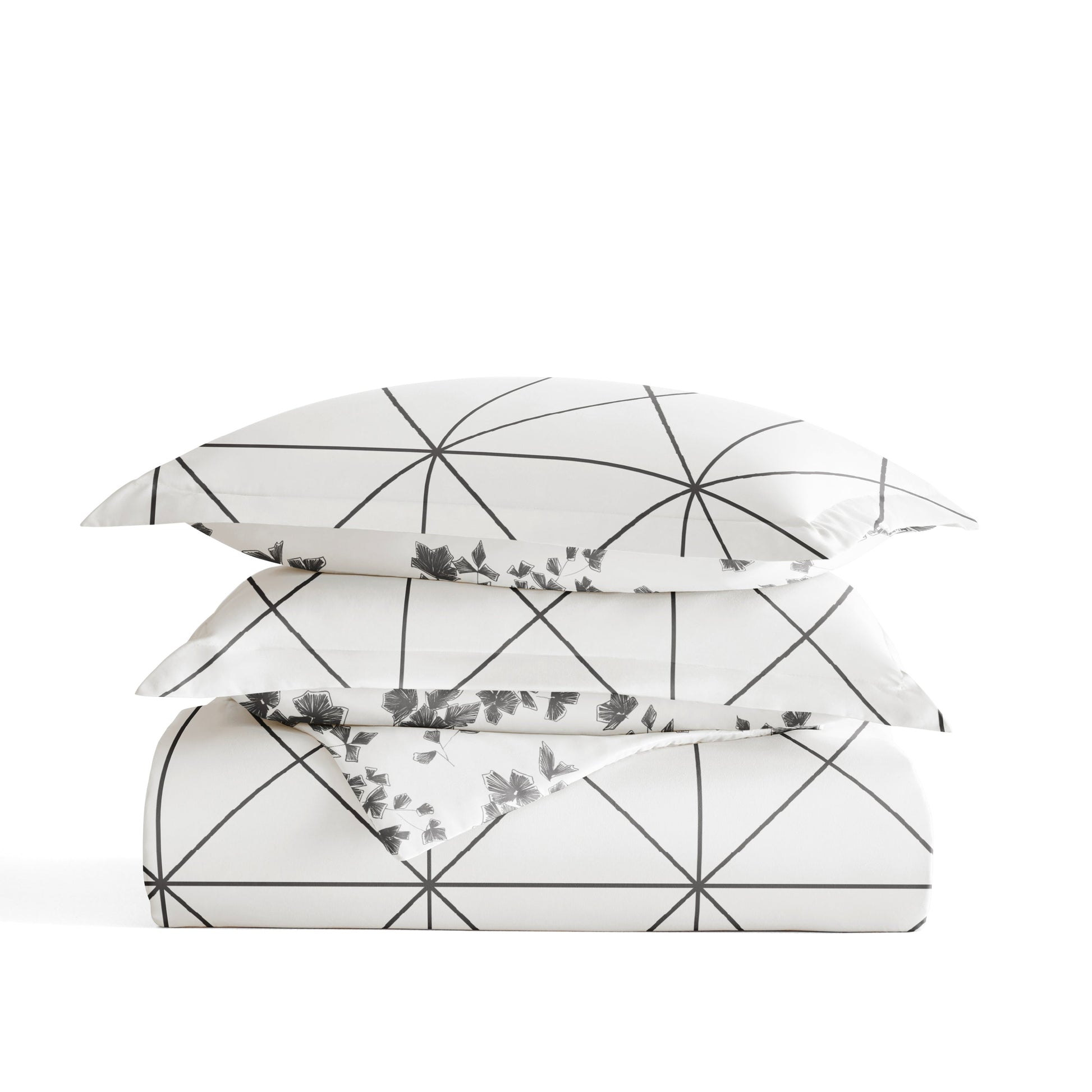 Edgy Flowers Patterned Reversible Duvet Cover Set