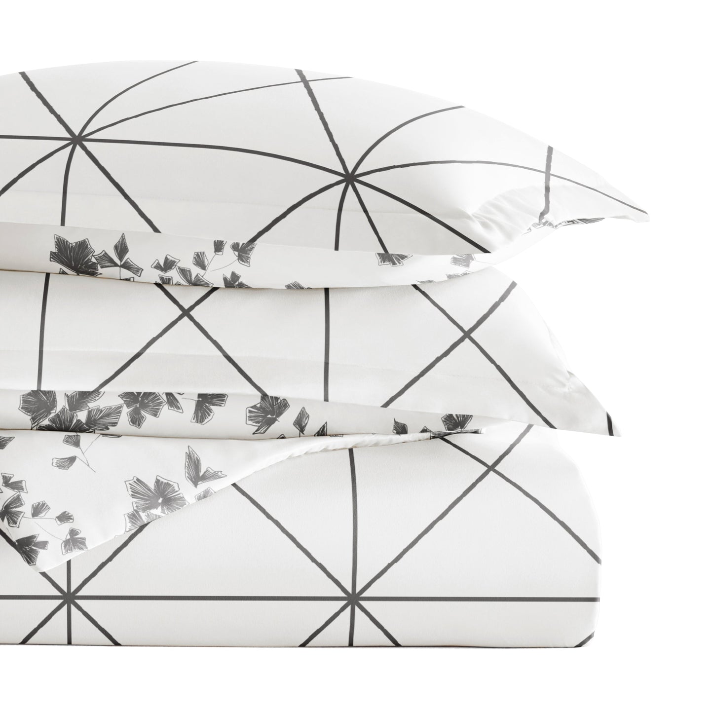 Edgy Flowers Patterned Reversible Duvet Cover Set