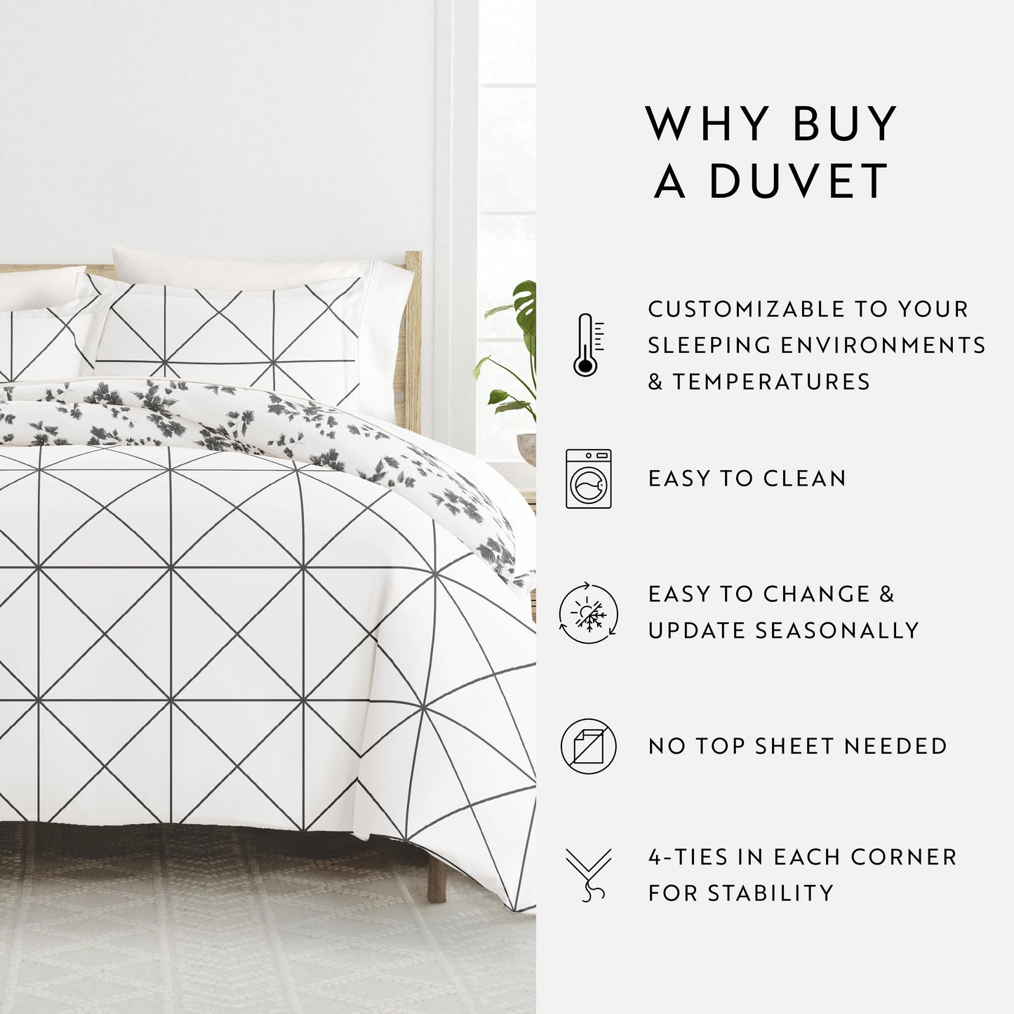 Edgy Flowers Patterned Reversible Duvet Cover Set