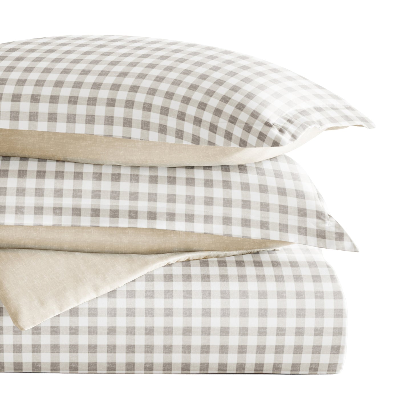 Gingham Check Patterned Reversible Duvet Cover Set