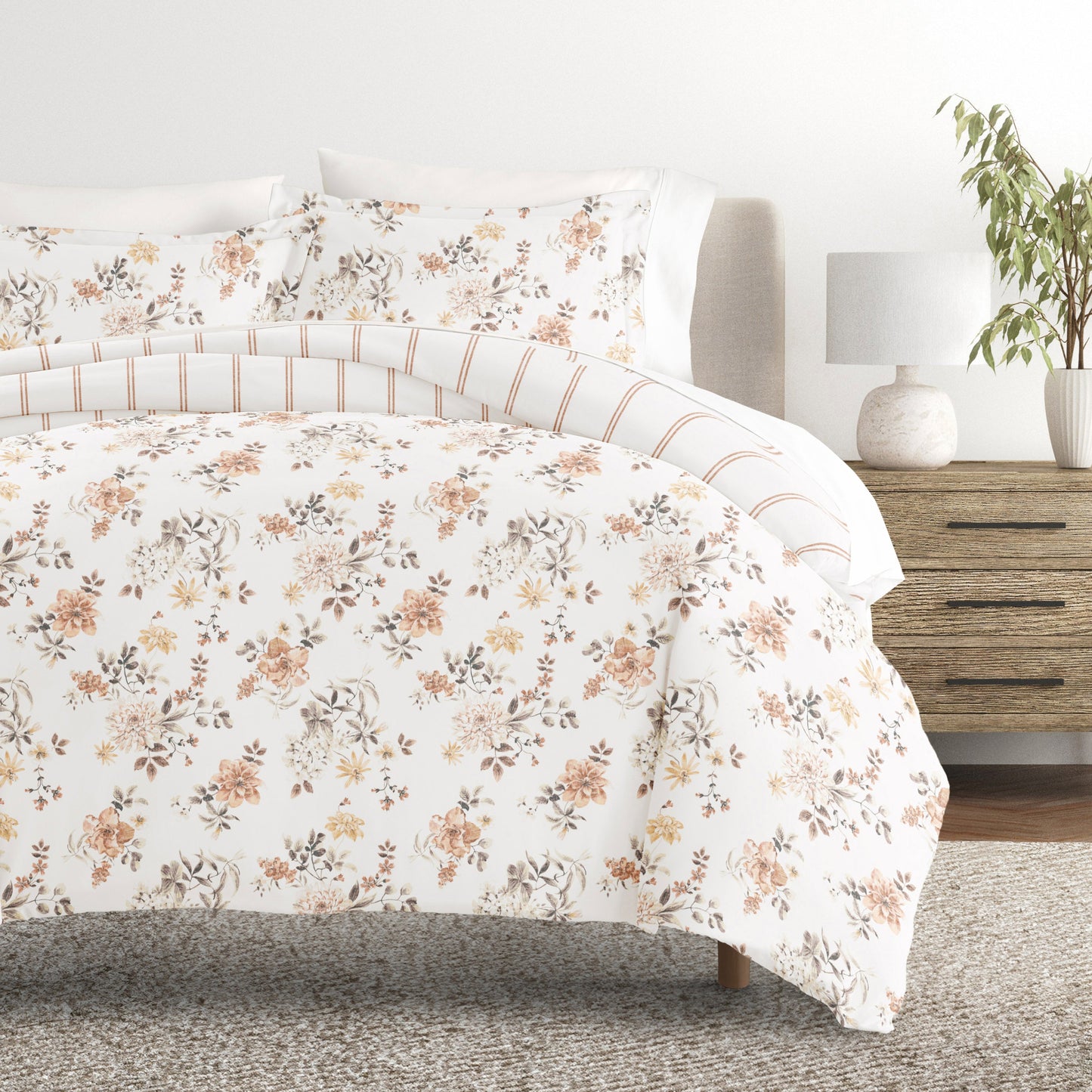 Sunset Garden Patterned Reversible Duvet Cover Set