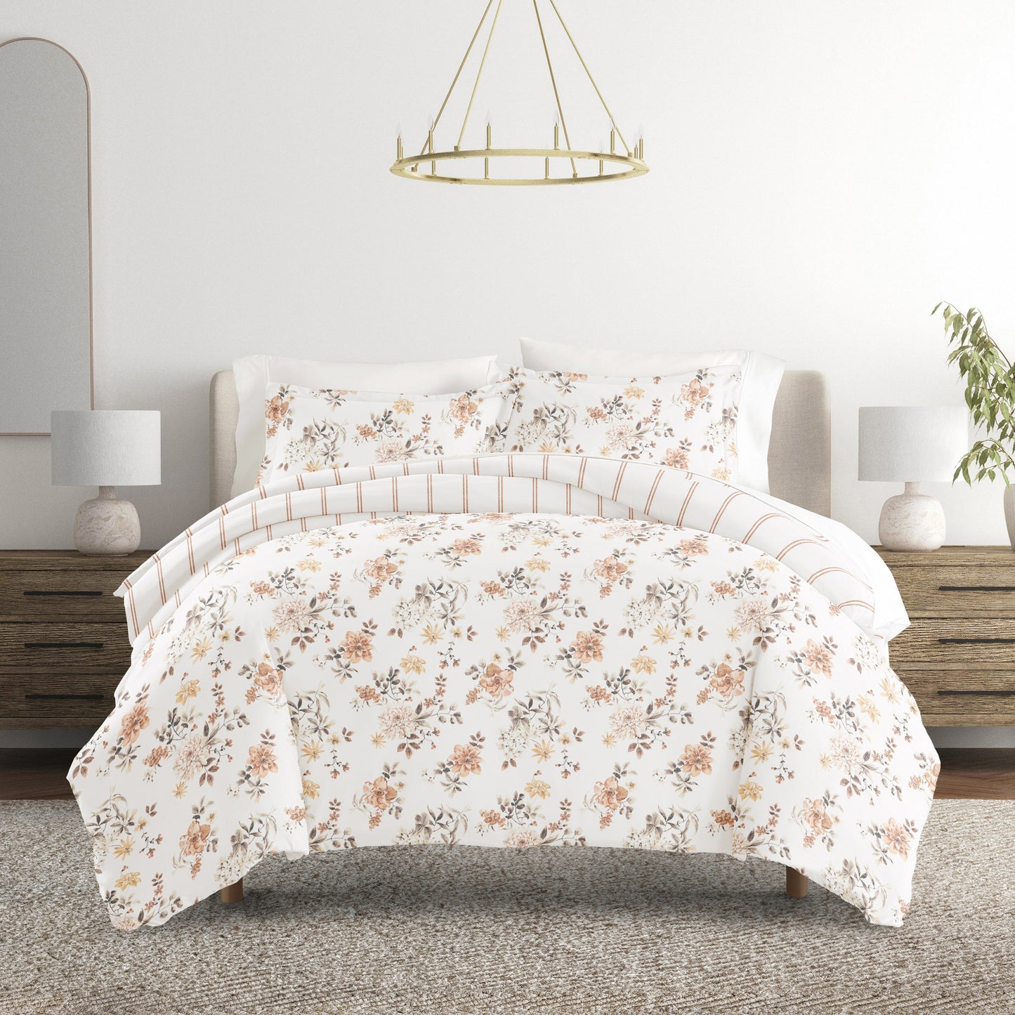 Sunset Garden Patterned Reversible Duvet Cover Set