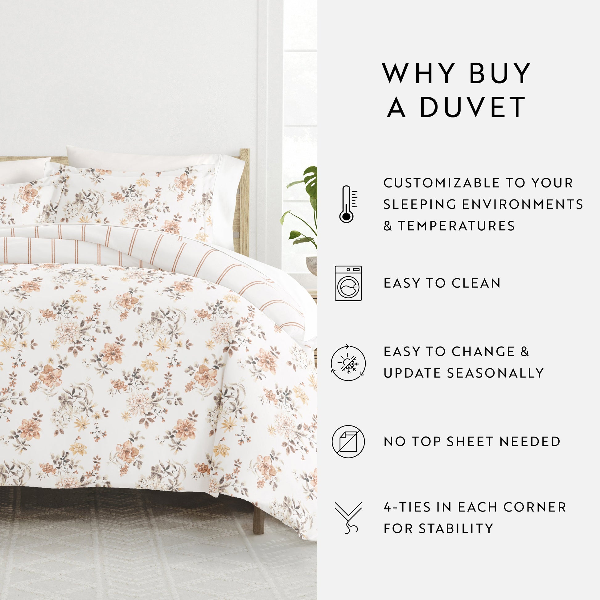 Sunset Garden Patterned Reversible Duvet Cover Set