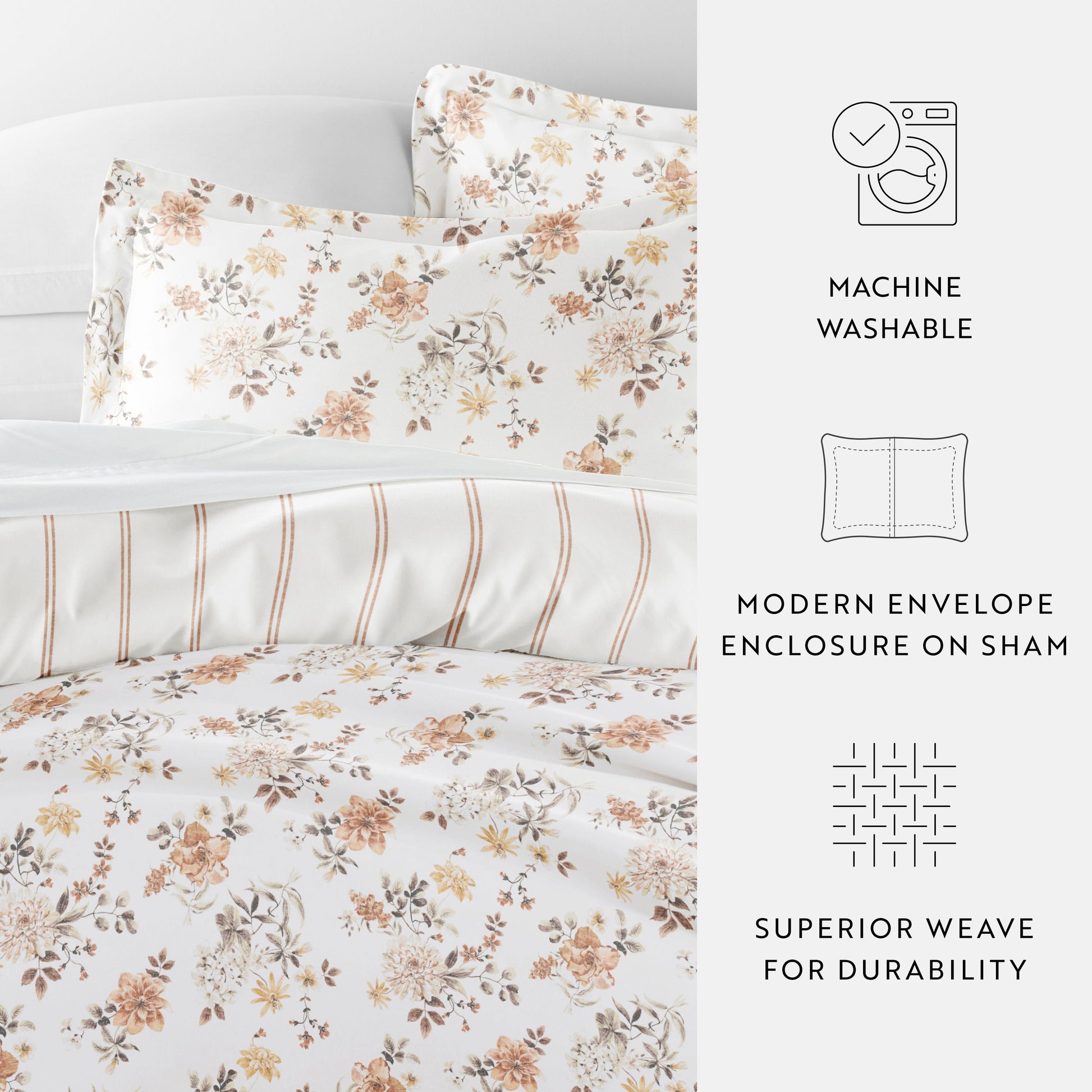 Sunset Garden Patterned Reversible Duvet Cover Set