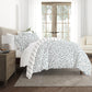 Watercolor Vines Patterned Reversible Duvet Cover Set