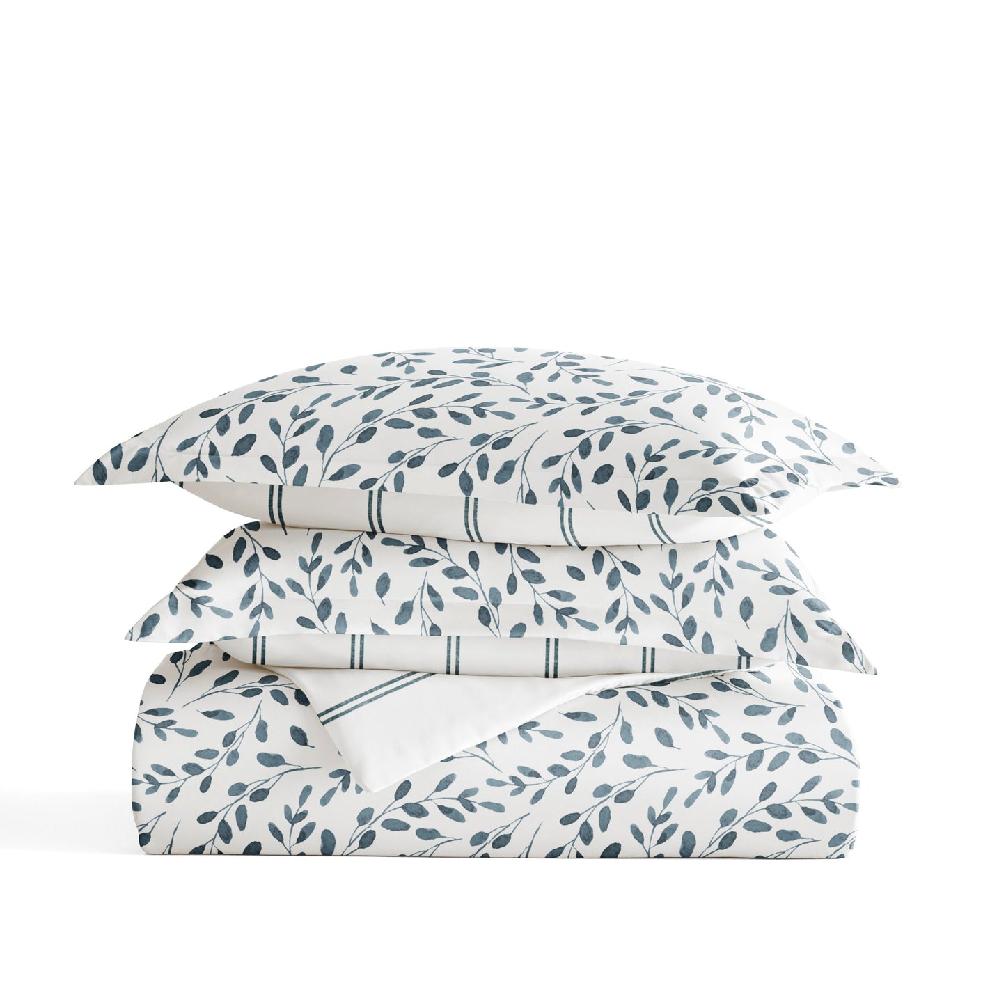 Watercolor Vines Patterned Reversible Duvet Cover Set