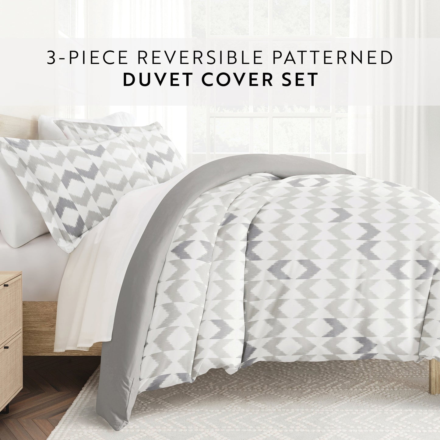 Chevron Sleep Patterned Reversible Duvet Cover Set