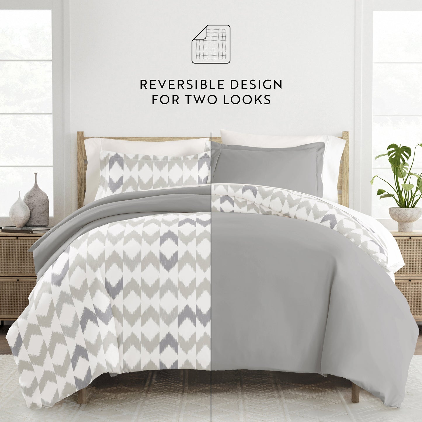 Chevron Sleep Patterned Reversible Duvet Cover Set