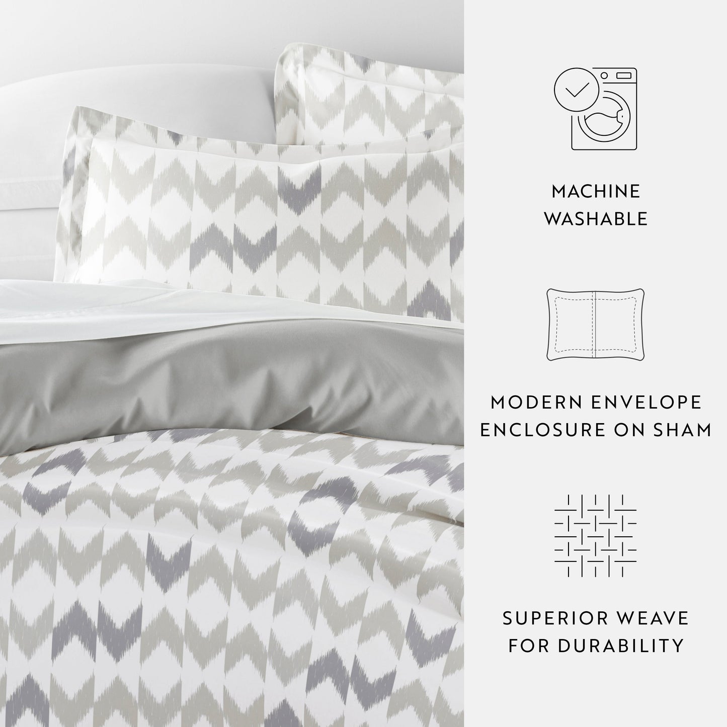 Chevron Sleep Patterned Reversible Duvet Cover Set